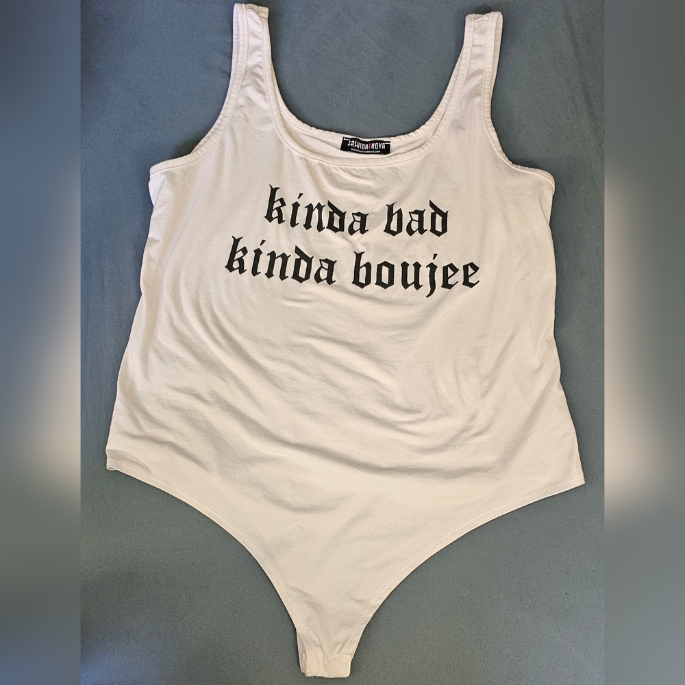 Fashion Nova White Graphic Bodysuit